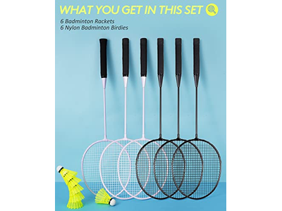Badminton Rackets Set with 6 Badminton
