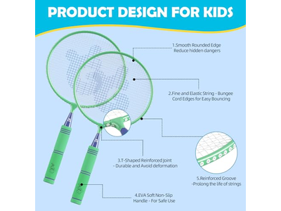 Kids Badminton Rackets Set with Soft Grip