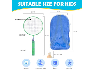 Kids Badminton Rackets Set with Soft Grip