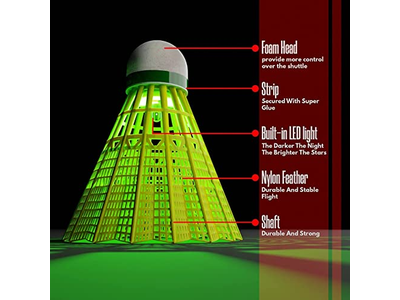 LED Badminton Shuttlecocks 5 Pack Lighting Birdies