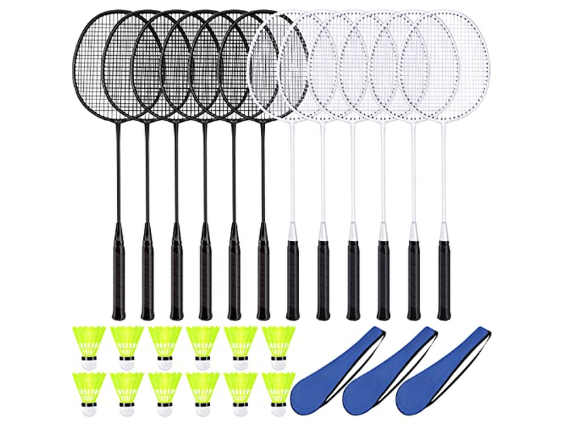 12 Pack Badminton Rackets Set Including Rackets