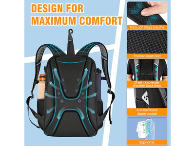 Tennis Backpack with Waterproof Shoe Bag